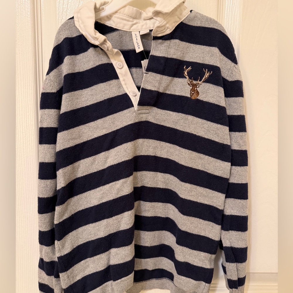 Janie and Jack Navy and Gray Striped Sweater